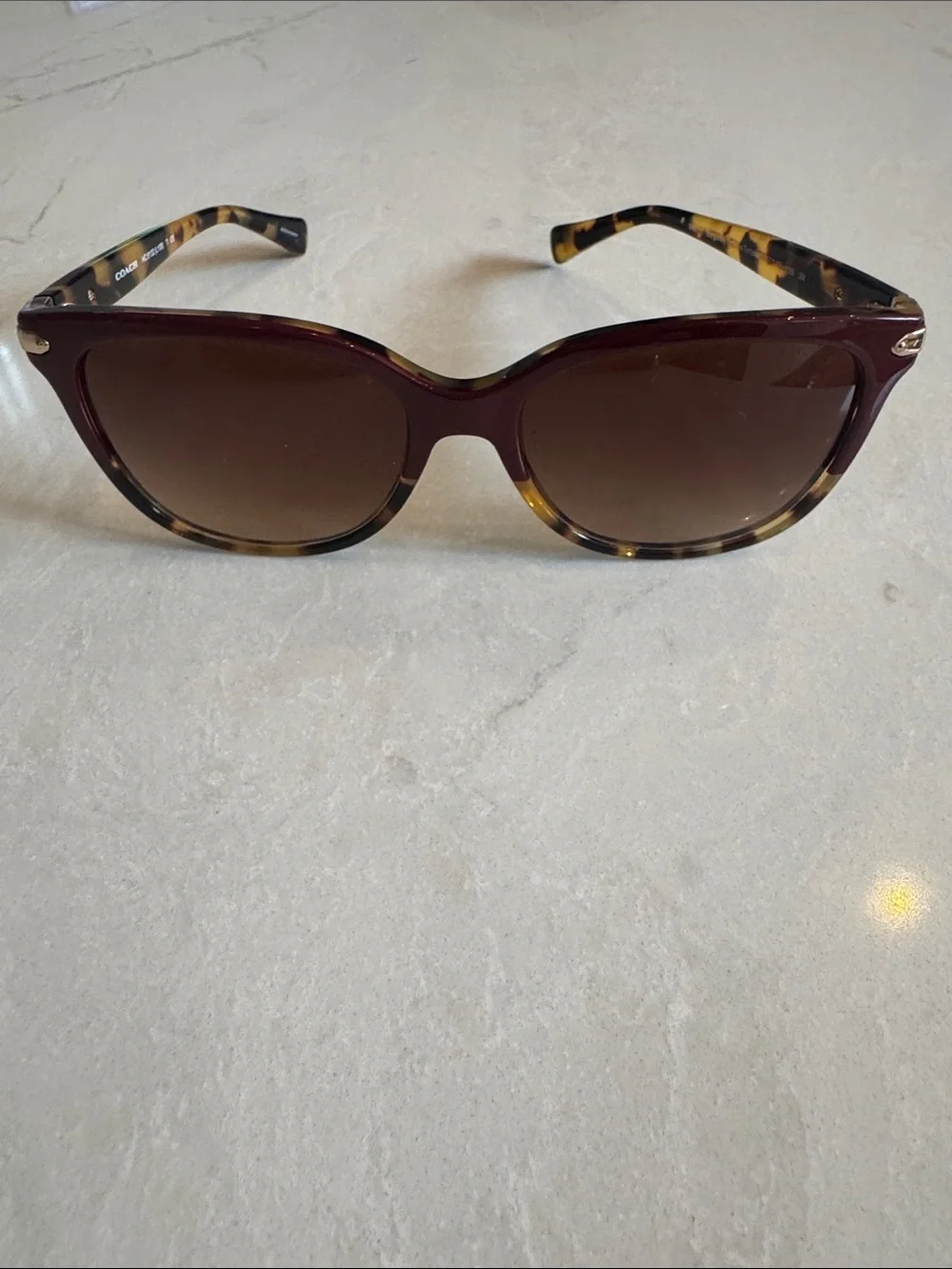 Coach Burgundy and Tortoiseshell Cat-Eye Sunglasses